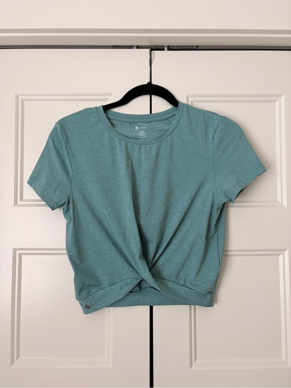 Buff BunnWomenβs Twist-Front Short Sleeve Top - Teal